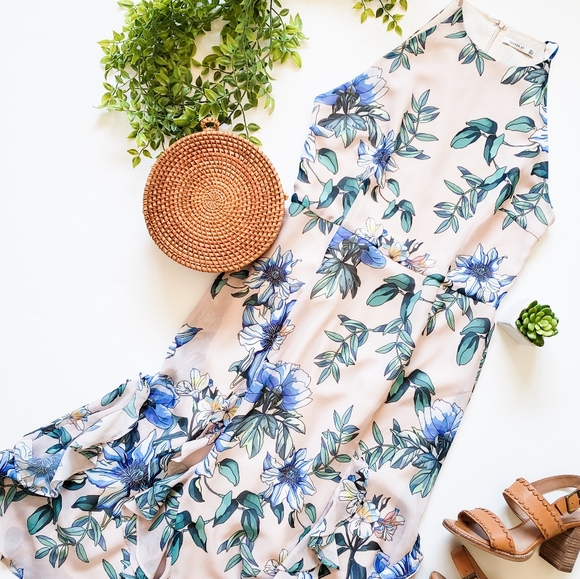 cooper st papaya pleated midi dress
